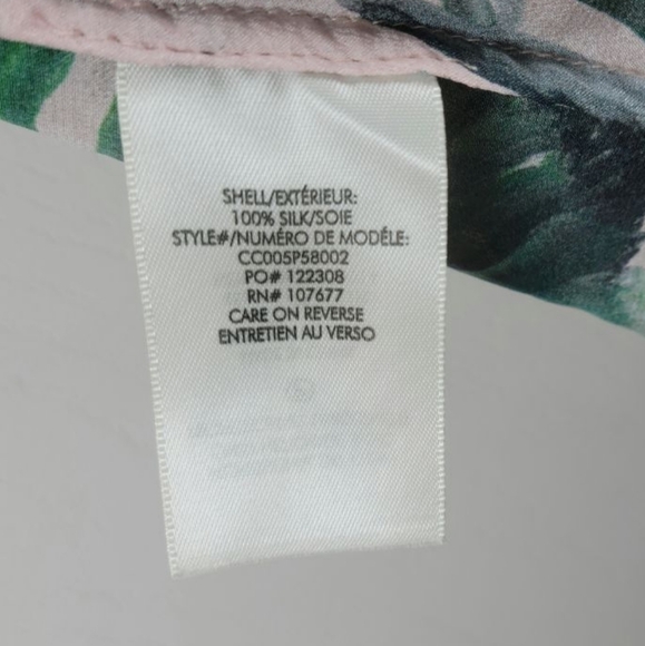 Alice + Olivia Tropical Leaf Print Resortwear Beach Summer Silk Blouse Size XL/L - Picture 13 of 13